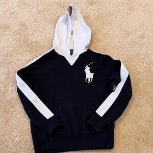 Polo by Ralph Lauren Navy Hoodie Sweater with White Accents